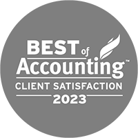 A logo that reads Best of Accounting Client Satisfaction Award 2023