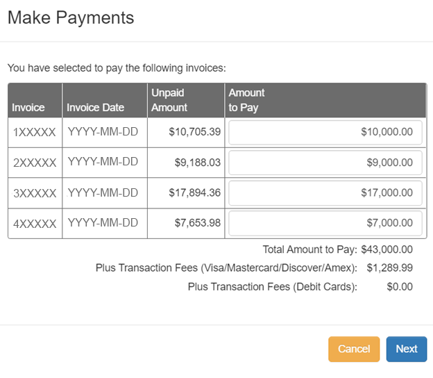 image of make payment screen in Kaufman Rossin payment portal